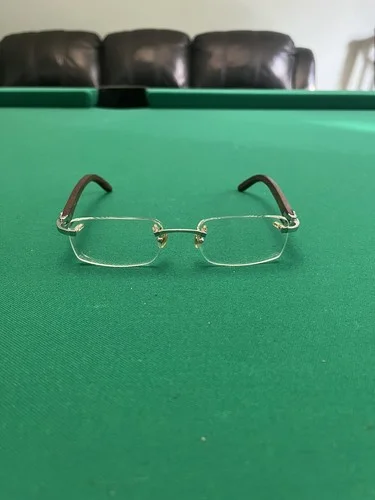 Cartier Eyeglasses Men, Brown,Wood Frames,18k