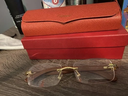 Cartier eyeglasses Men Wood Glasses clear Lens 140MM Paris140 Rectangular