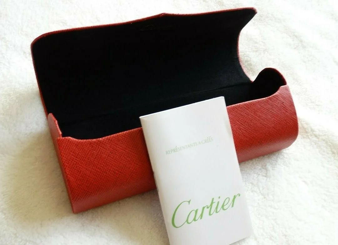 CARTIER Eye/Sunglasses Hard Case BOX/CASE Red Leather FRANCE Magnetic Closure 2