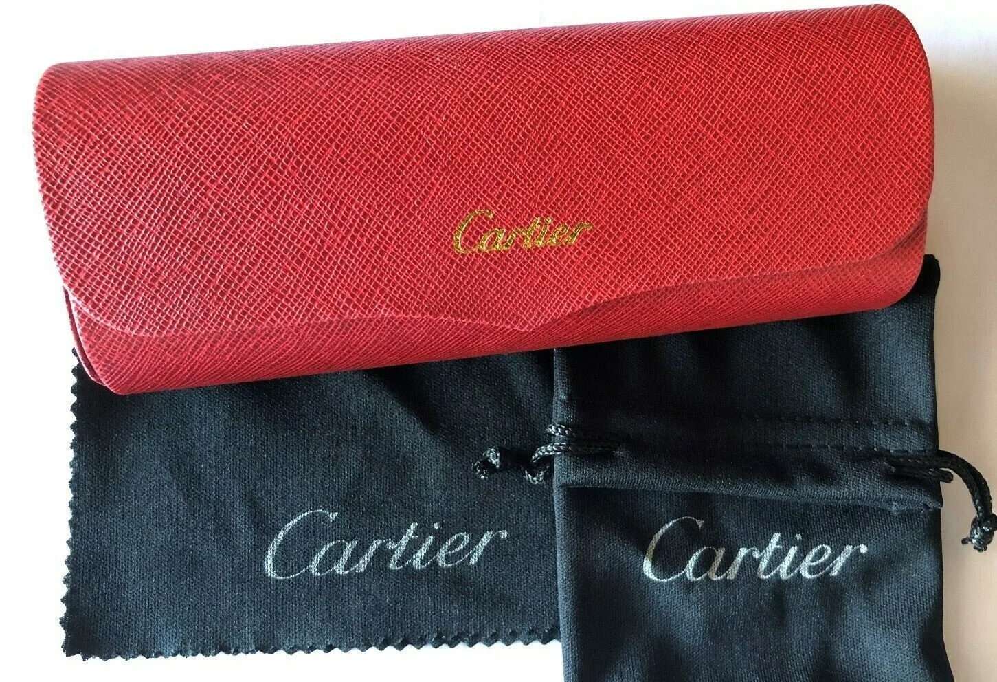 CARTIER Eye/Sunglasses Hard Case BOX/CASE Red Leather FRANCE Magnetic Closure 3