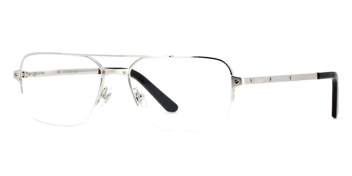 Cartier Men Eyeglasses Santos Classic CT0308O-004 Silver Frame Clear Lenses
