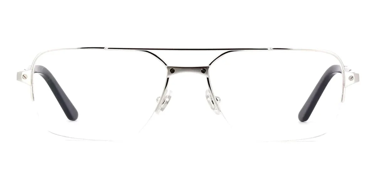 Cartier Men Eyeglasses Santos Classic CT0308O-004 Silver Frame Clear Lenses 2