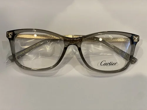Cartier plastic Gray 52/17/140 Eyeglass Frame With Eyeglass Case