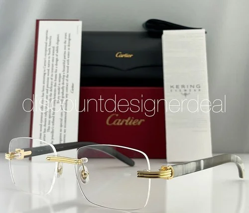 Cartier Rimless Eyeglasses CT0286O 003 White Buffalo Horn Yellow Gold Clear Lens