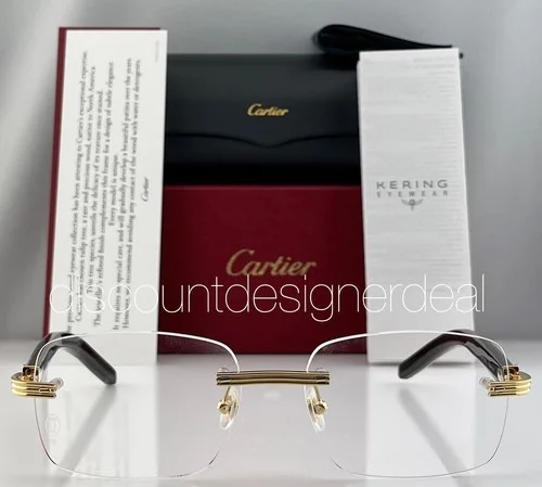 Cartier Rimless Eyeglasses CT0286O 003 White Buffalo Horn Yellow Gold Clear Lens 2