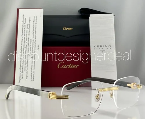 Cartier Rimless Eyeglasses CT0286O 003 White Buffalo Horn Yellow Gold Clear Lens 3