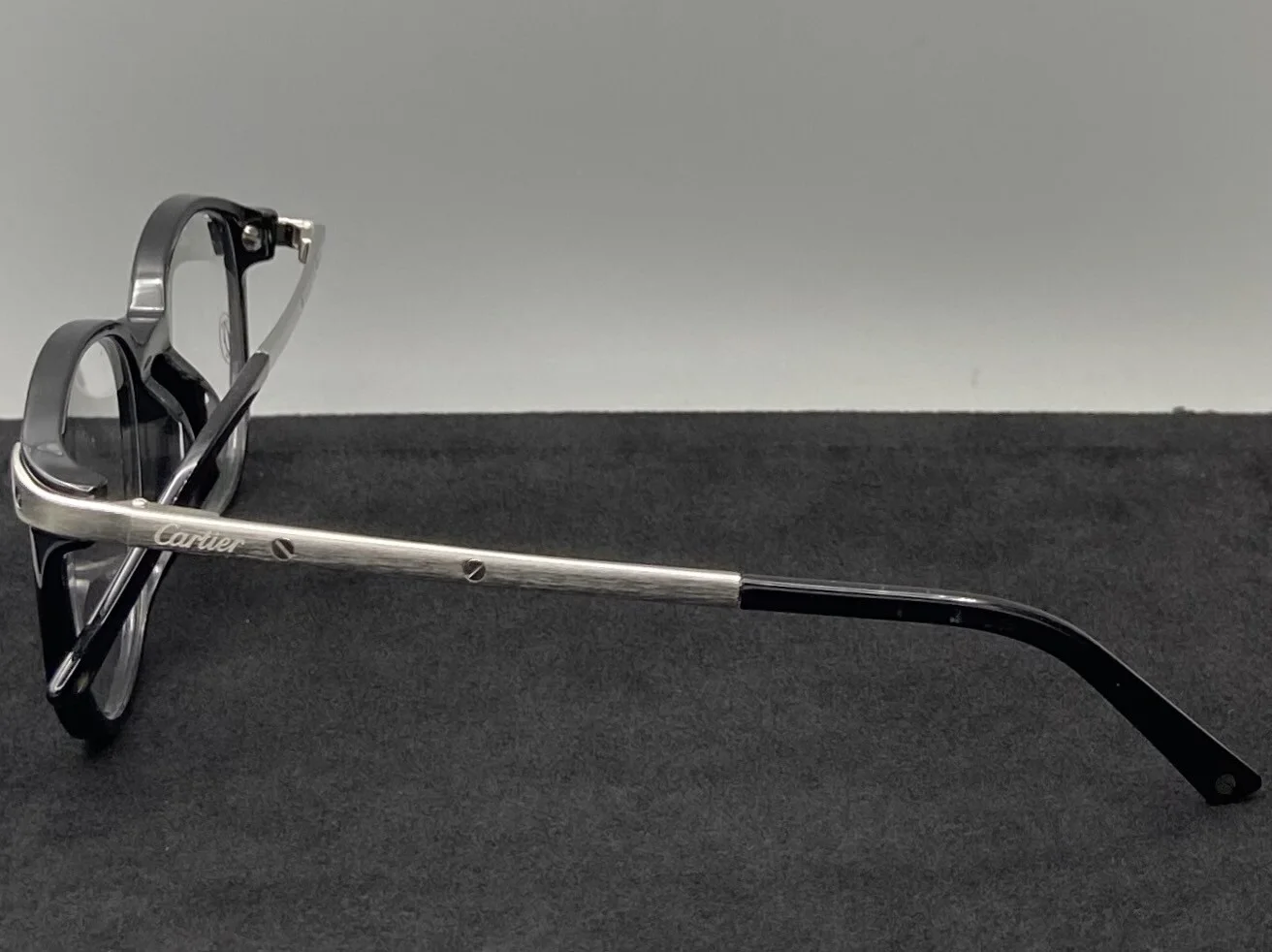 Cartier Santos de Cartier EYE00129 Eyeglasses-Black/Brushed Platinum 3