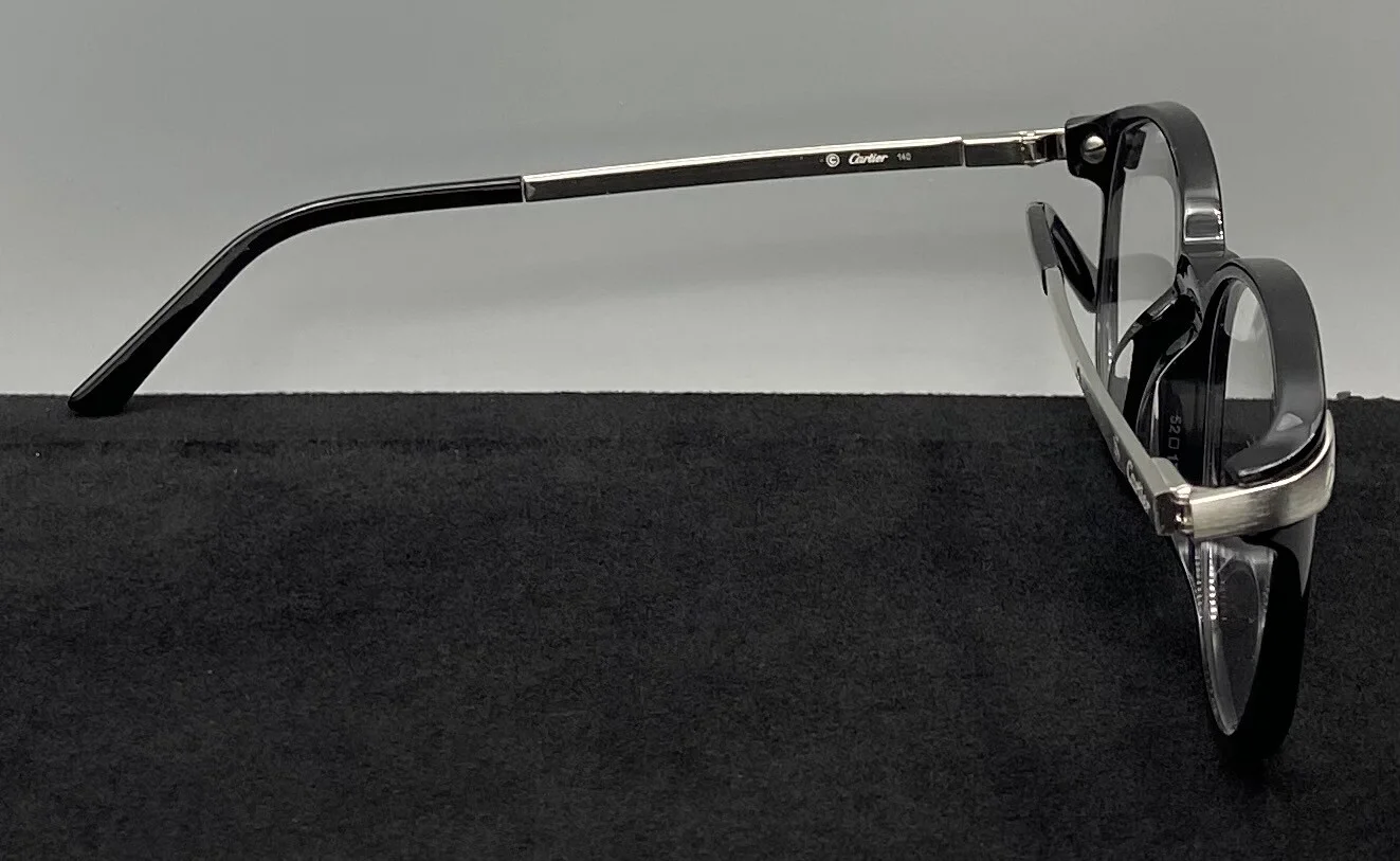 Cartier Santos de Cartier EYE00129 Eyeglasses-Black/Brushed Platinum 4