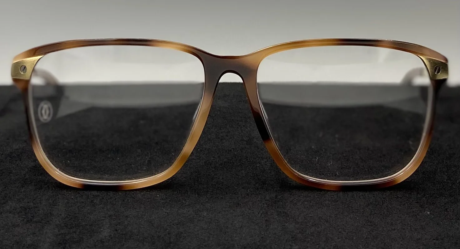 Cartier Santos de Cartier EYE00165 Eyeglasses-Lt. Tortoise/Brushed Gold/Platinum