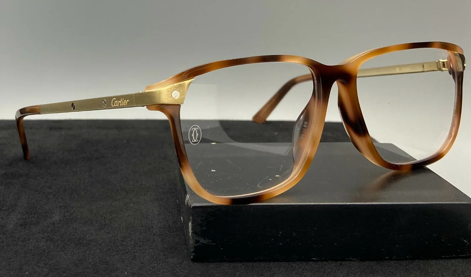 Cartier Santos de Cartier EYE00165 Eyeglasses-Lt. Tortoise/Brushed Gold/Platinum 2