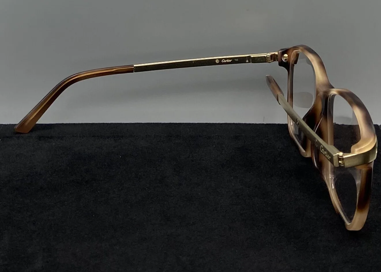 Cartier Santos de Cartier EYE00165 Eyeglasses-Lt. Tortoise/Brushed Gold/Platinum 3