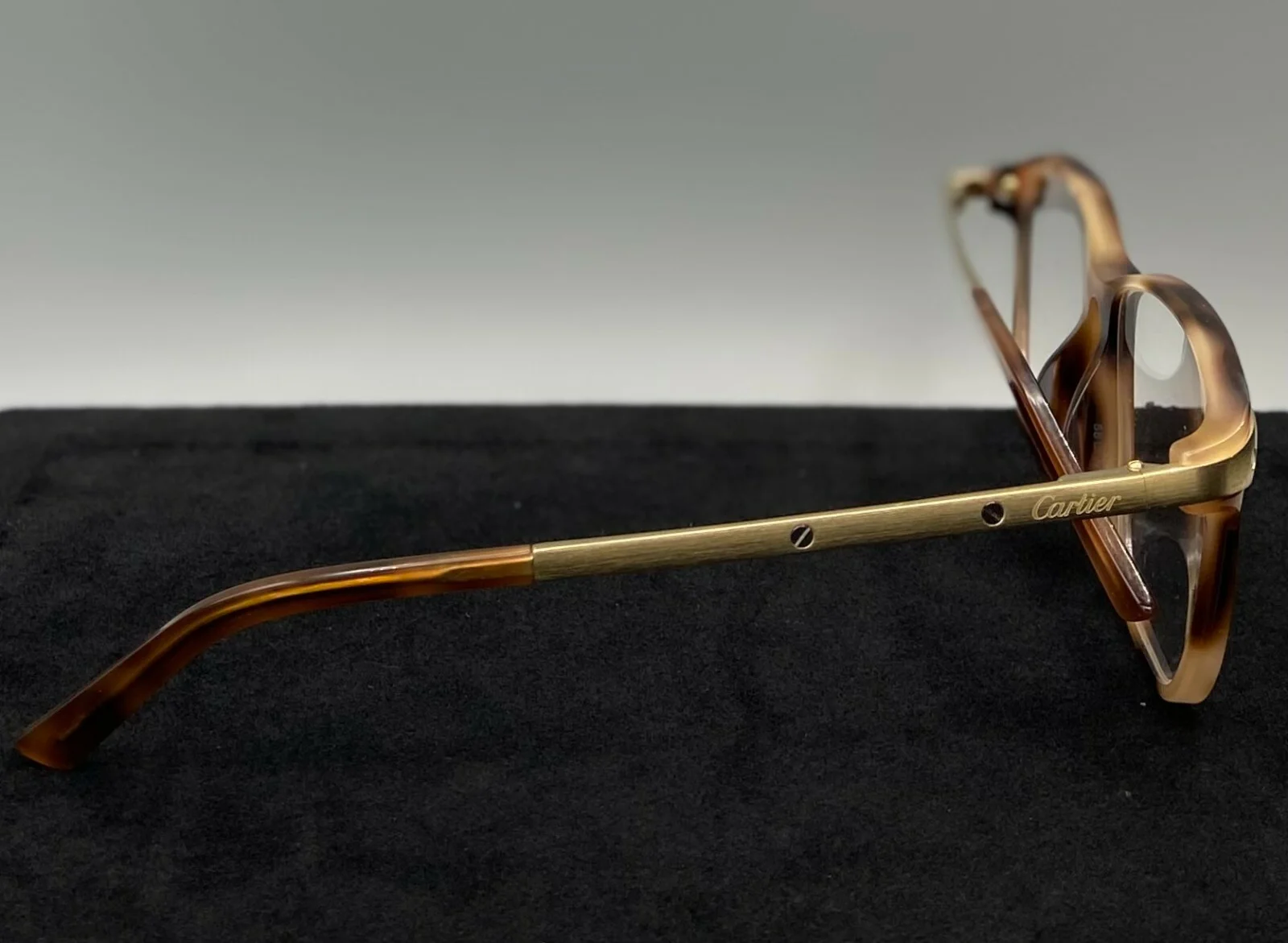 Cartier Santos de Cartier EYE00165 Eyeglasses-Lt. Tortoise/Brushed Gold/Platinum 4