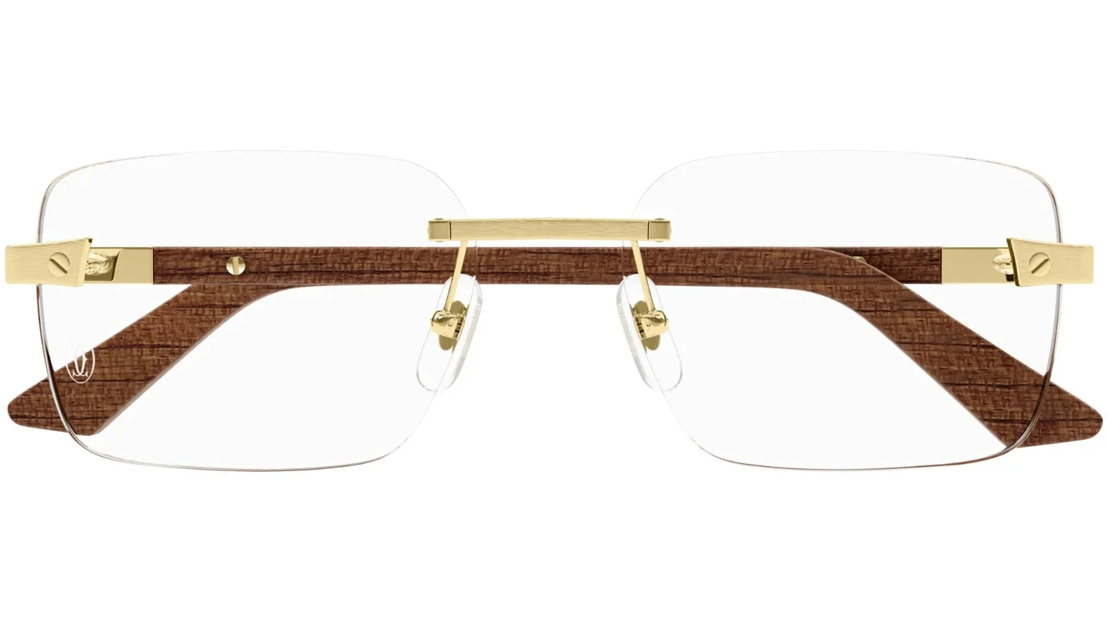 Cartier Santos De Cartier Eyeglasses CT0411o-002-57 Gold Frame Transparent Lens 2