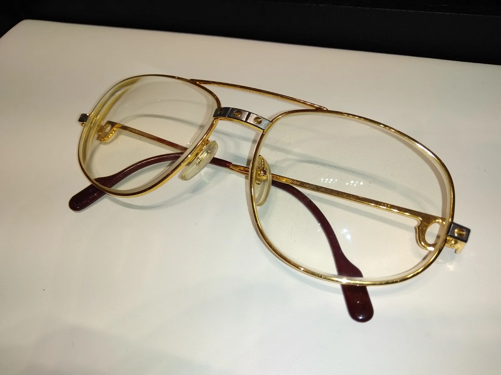 Cartier Santos Teardrop Yellow Gold Eyeglasses Unisex 58-18-140