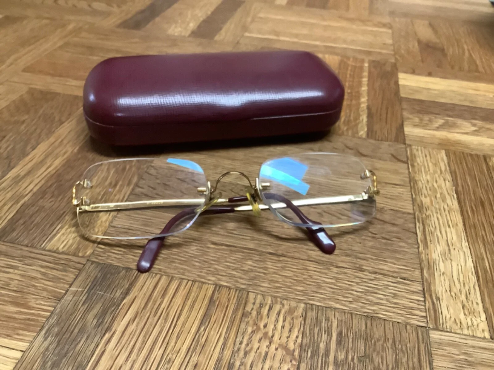 Cartier Signature C Rimless 24K Gold-Plated Rectangular Eyeglasses