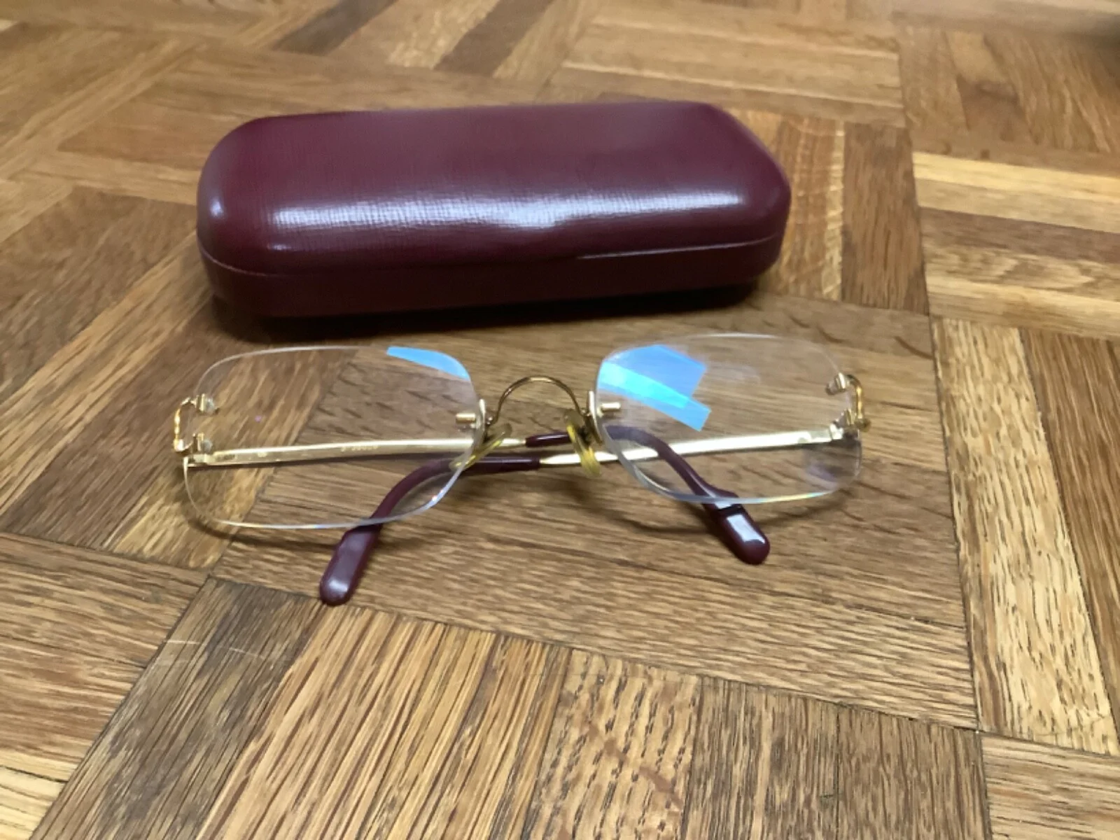 Cartier Signature C Rimless 24K Gold-Plated Rectangular Eyeglasses 2