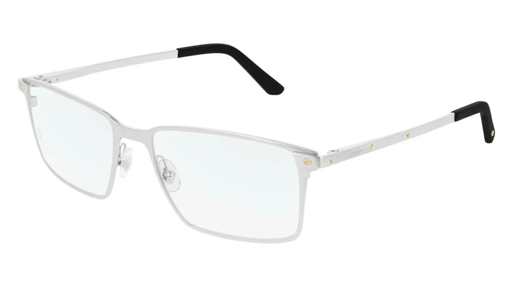 Cartier Silver CT CT0202O 003 Santos Eyeglasses France 56mm Authentic New