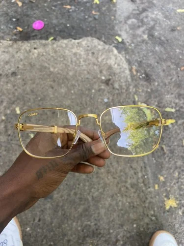 CARTIER - Unisex Sunglasses. Gold Rimless Eyeglass with Case.
