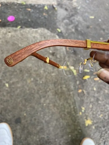 CARTIER - Unisex Sunglasses. Gold Rimless Eyeglass with Case. 2