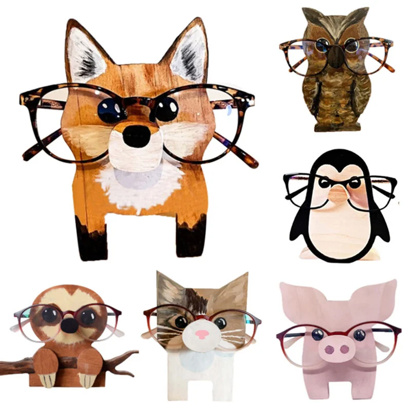 Cartoon 3D Wood Animal Holder Retainer Sunglasses Eyeglasses Display Stand Decor