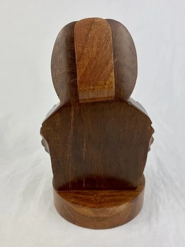 Carved Wood OWL EYEGLASS HOLDER Eye Glass Stand Rest Wooden Bird Dark Stain 4