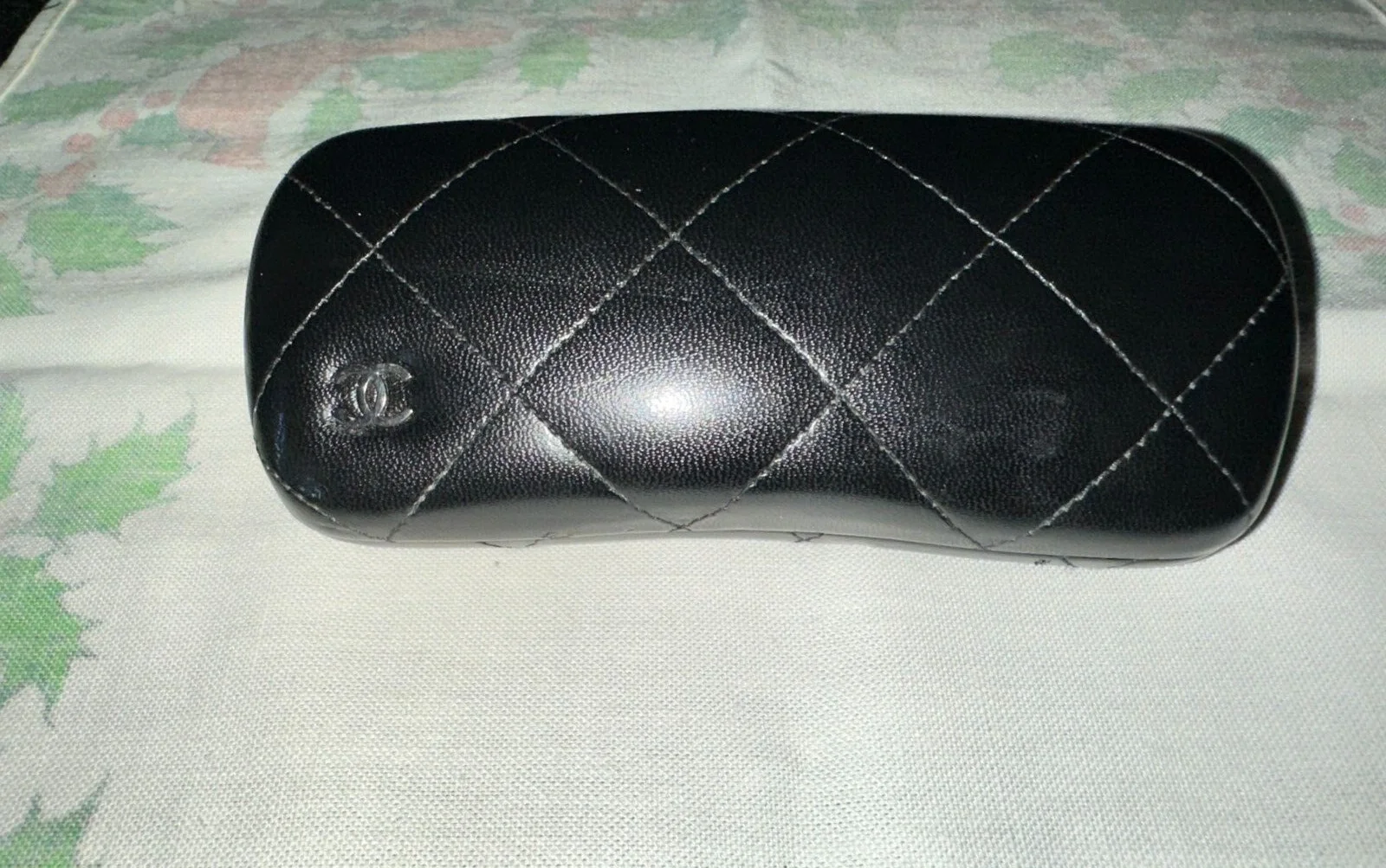 Case Chanel Eyeglass Large Black Hard Leather Quilted Authentic Eyeglasses Italy 2
