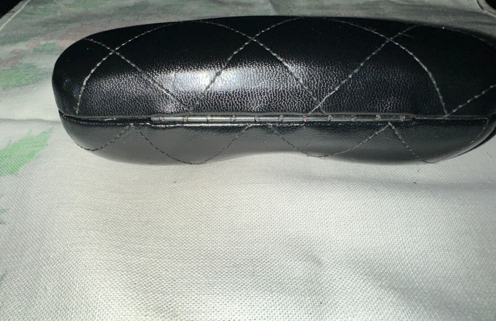 Case Chanel Eyeglass Large Black Hard Leather Quilted Authentic Eyeglasses Italy 3