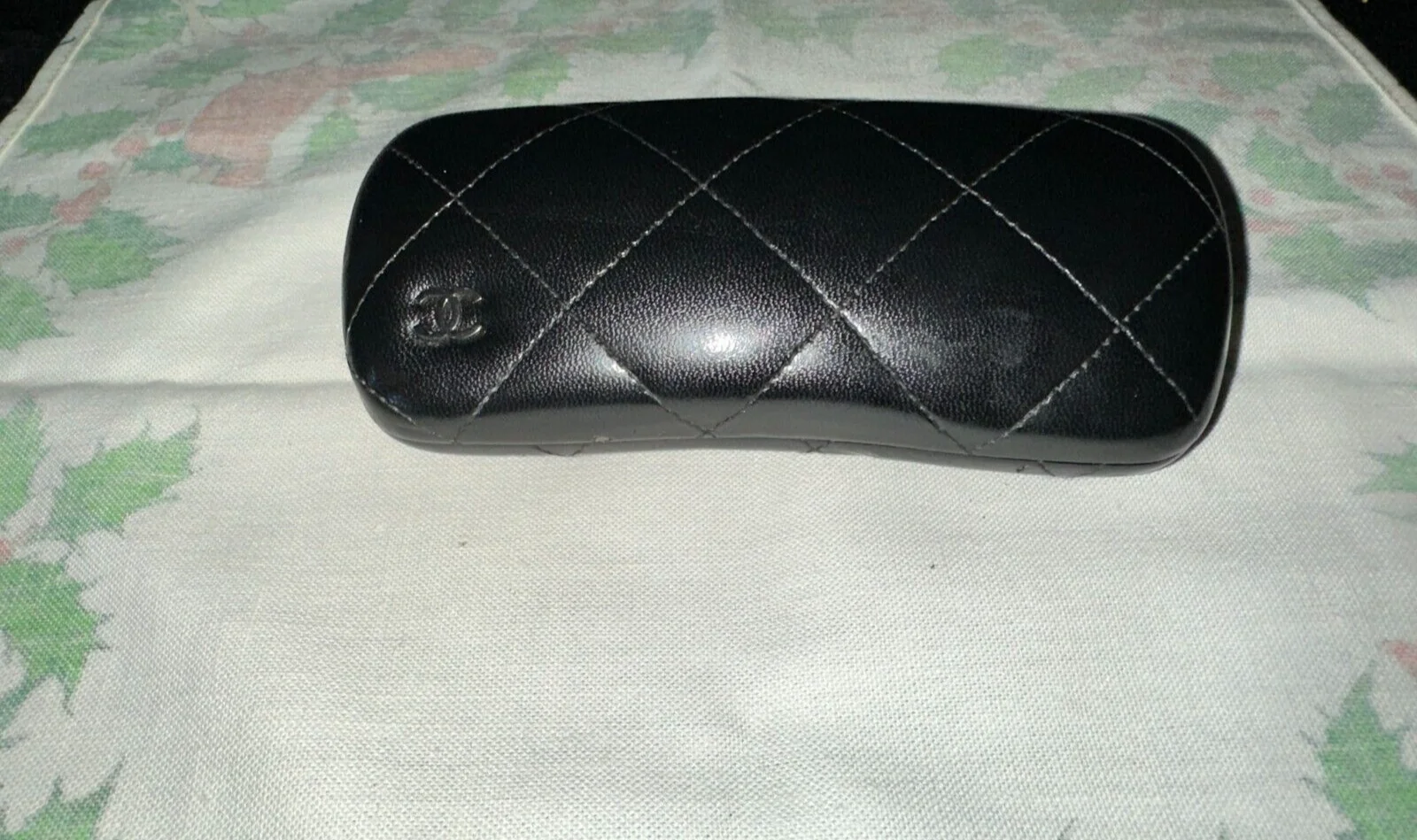 Case Chanel Eyeglass Large Black Hard Leather Quilted Authentic Eyeglasses Italy 4