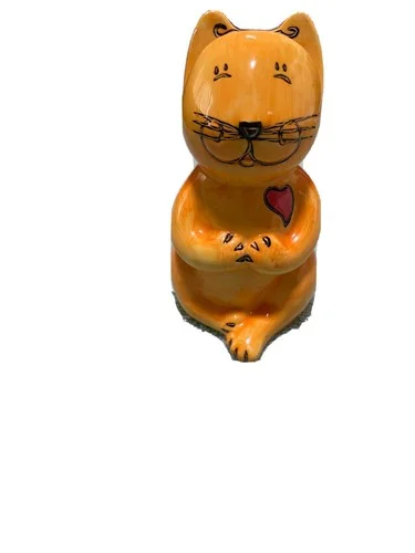 Cat Yellow Hand Painted Eyeglass Holder 4 Inches High Free Shipping