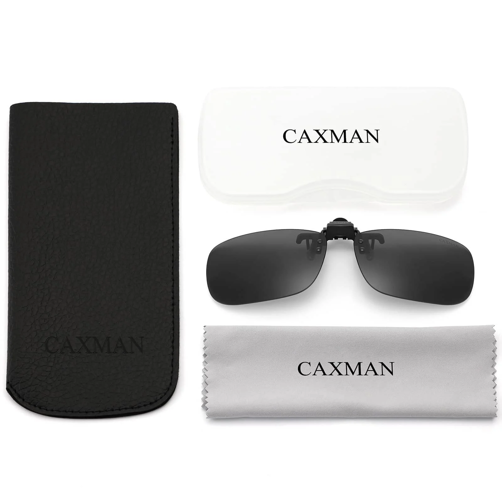 CAXMAN Polarized Clip-on Flip Up Metal Clip Rimless Sunglasses, Lightweight, Black Lens 59 * 42mm 2