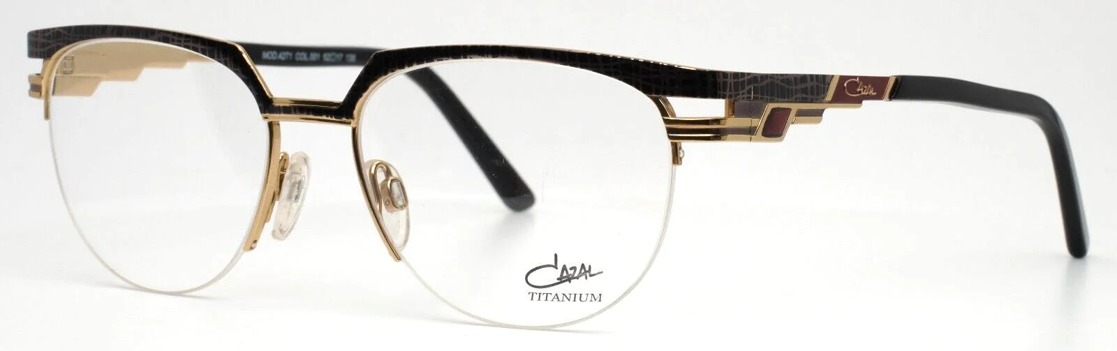 CAZAL 4271 001 Black Gold Womens Half Rim Eyeglasses 52-17-135 B:41