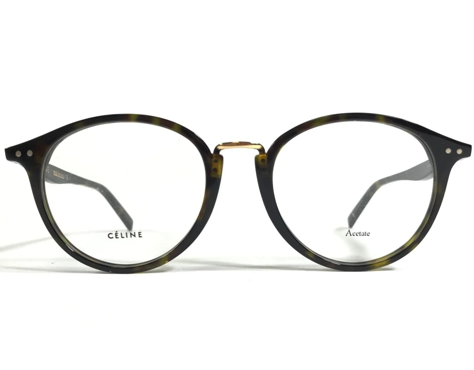 Celine Eyeglasses Frames CL 41406 086 Brown Tortoise Gold Round 50-19-140