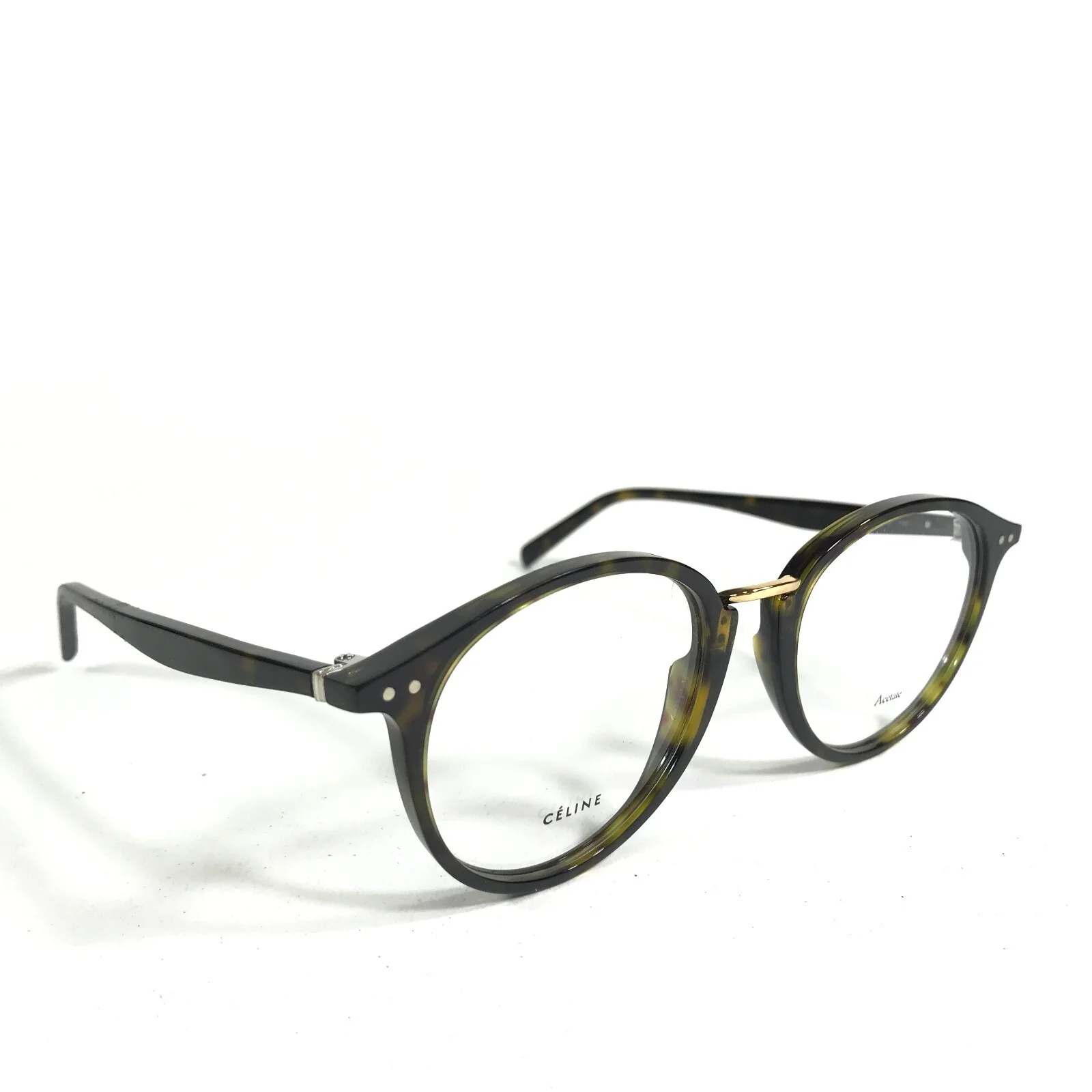 Celine Eyeglasses Frames CL 41406 086 Brown Tortoise Gold Round 50-19-140 2
