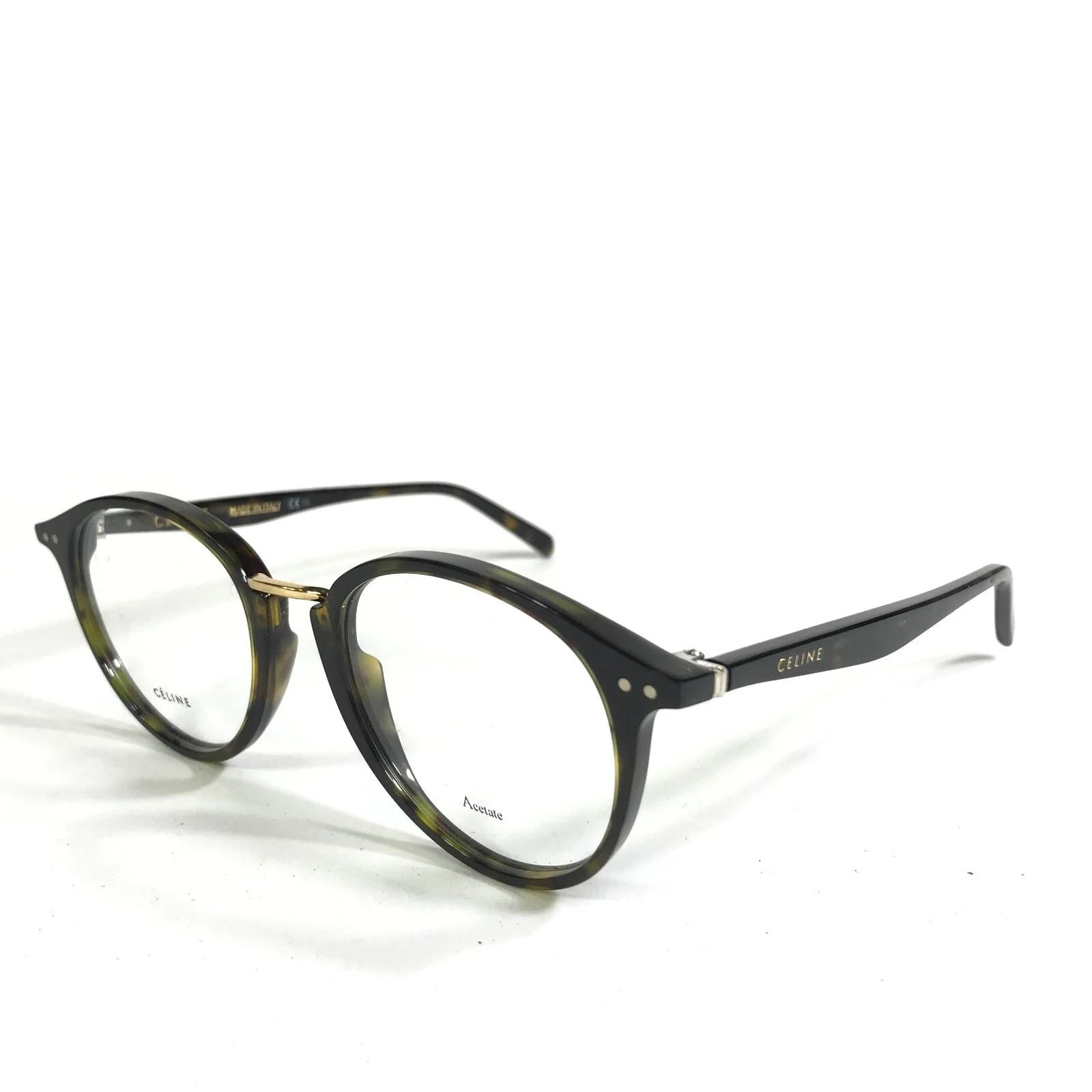 Celine Eyeglasses Frames CL 41406 086 Brown Tortoise Gold Round 50-19-140 4