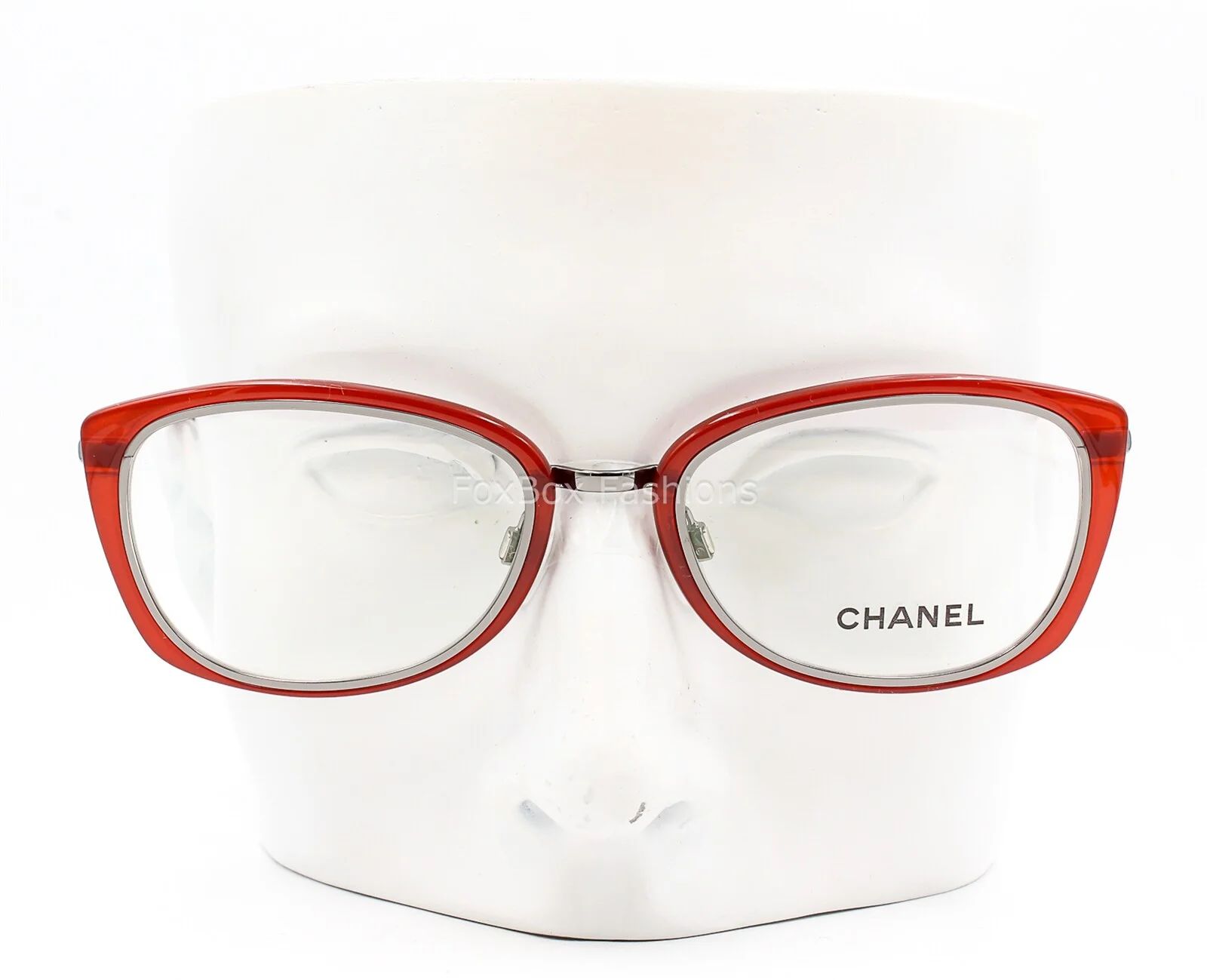 Chanel 2171 455 Eyeglasses Glasses Polished Crystal Red & Silver 51-19-135 4