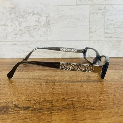 Chanel 3086-B Eyeglasses Glasses Gray Silver Black Stones Demo Lens With Case 4