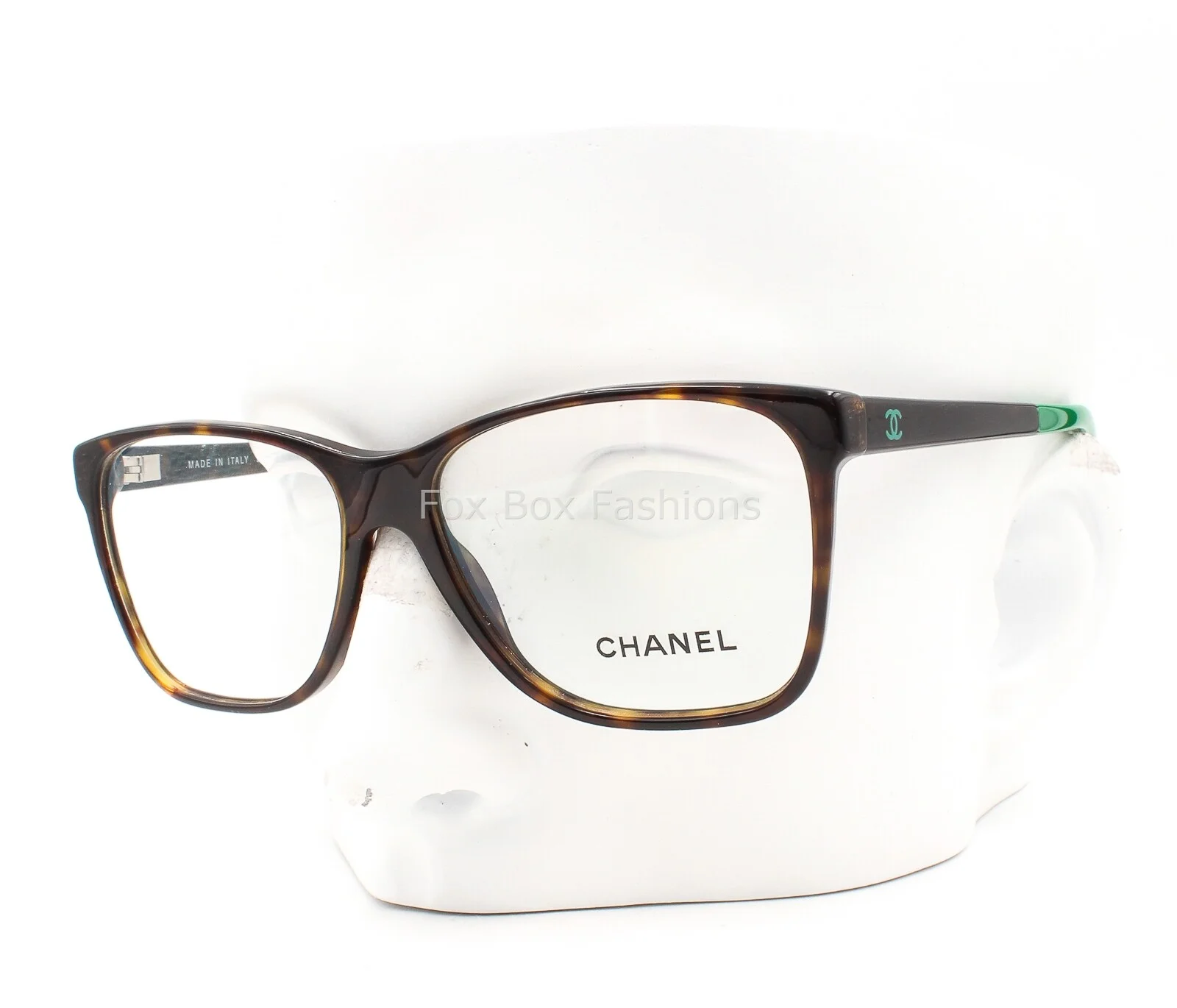 Chanel 3230 1337 Eyeglasses Glasses Polished Brown Tortoise & Green 52-14-140