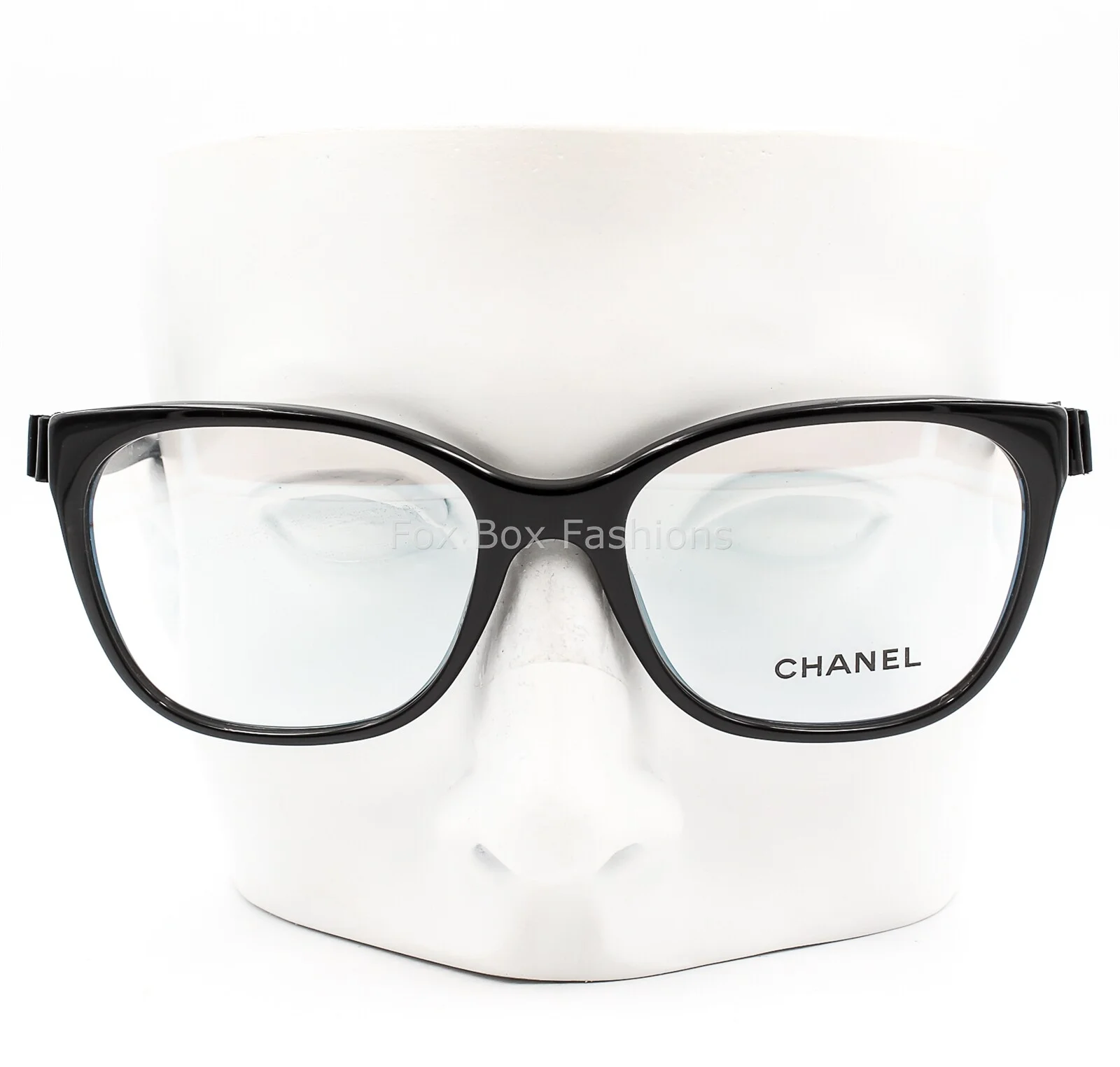 Chanel 3284Q 501 Eyeglasses Glasses Polished Black Leather Bow 53-17-140 3