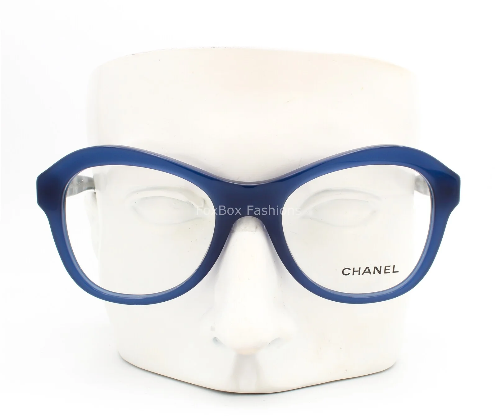 Chanel 3299 1483 Eyeglasses Glasses Polished Blue w/ Silver CC Logo 52-19-140 3