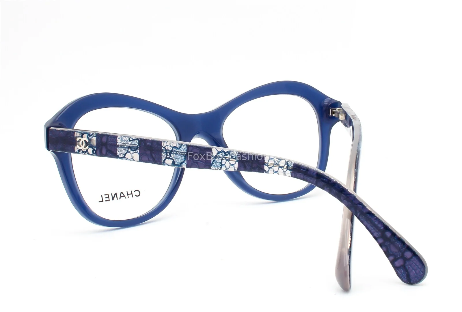 Chanel 3299 1483 Eyeglasses Glasses Polished Blue w/ Silver CC Logo 52-19-140 4
