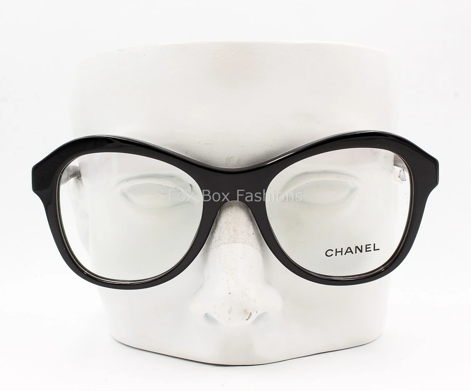 Chanel 3299 501 Eyeglasses Glasses Black Lace Stripe Silver CC Logo 52-19-140 3