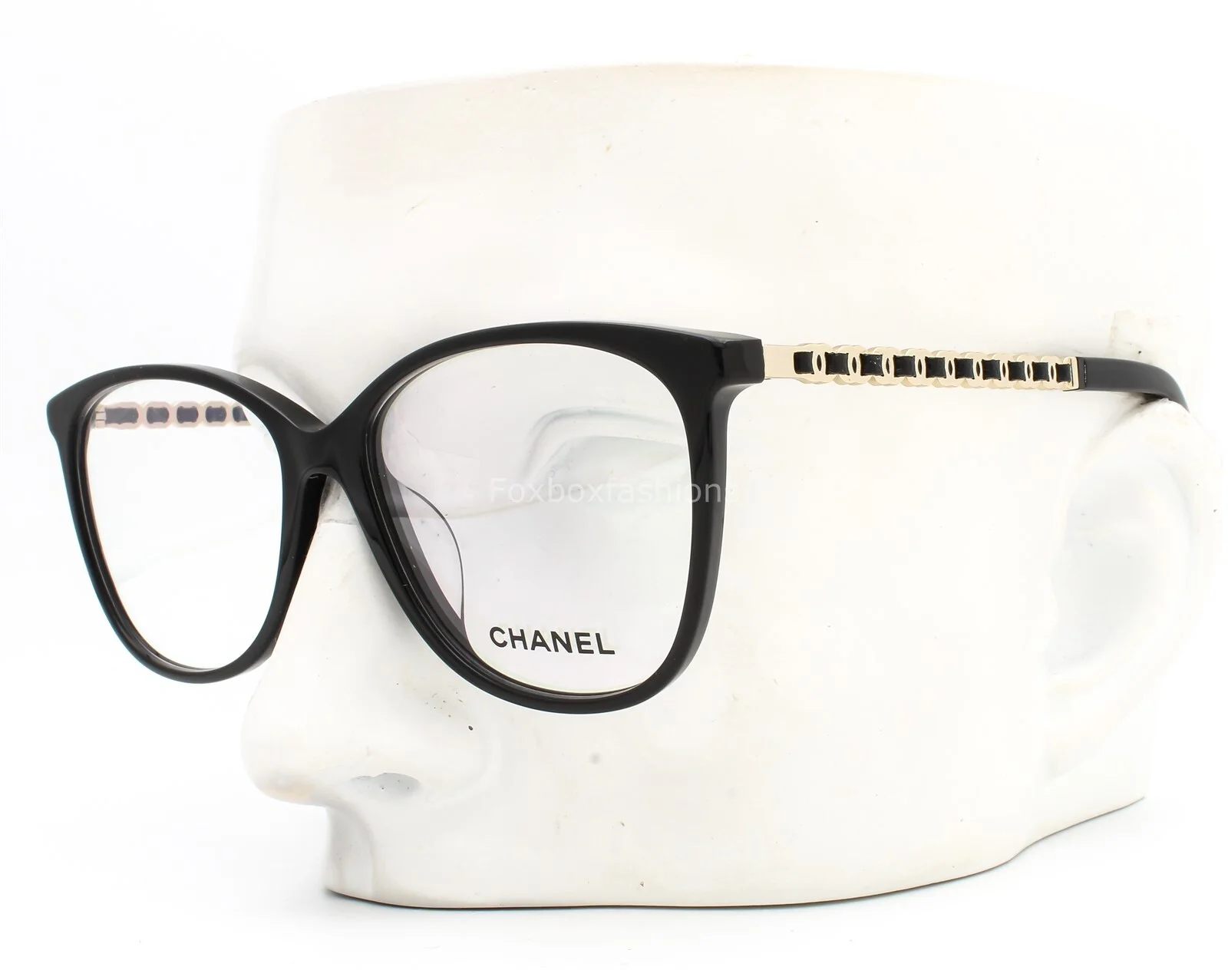 Chanel 3408QA 622 Eyeglasses Glasses Polished Black Gold CC 54mm Alternative Fit