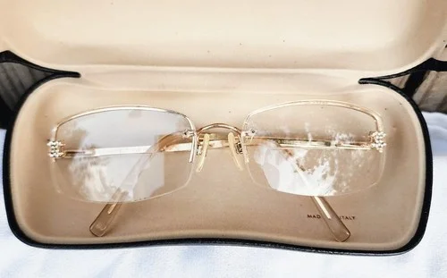 CHANEL 4093-B Gold Eyeglass Framed CC Logo Rhinestone 2