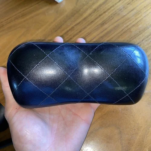 CHANEL Black Quilted Caviar Leather Sunglass/Eyeglass Case Authentic UEC 3