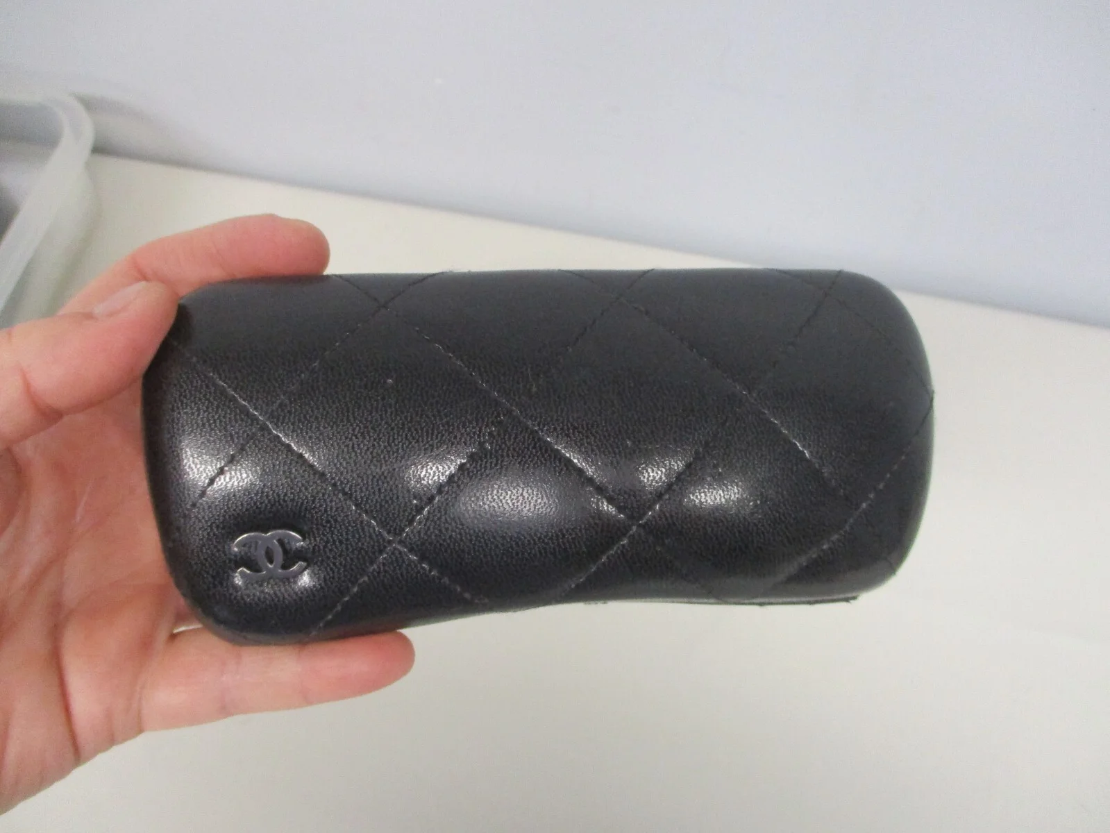 CHANEL BLACK QUILTED LEATHER EYEGLASS SUNGLASSES CASE
