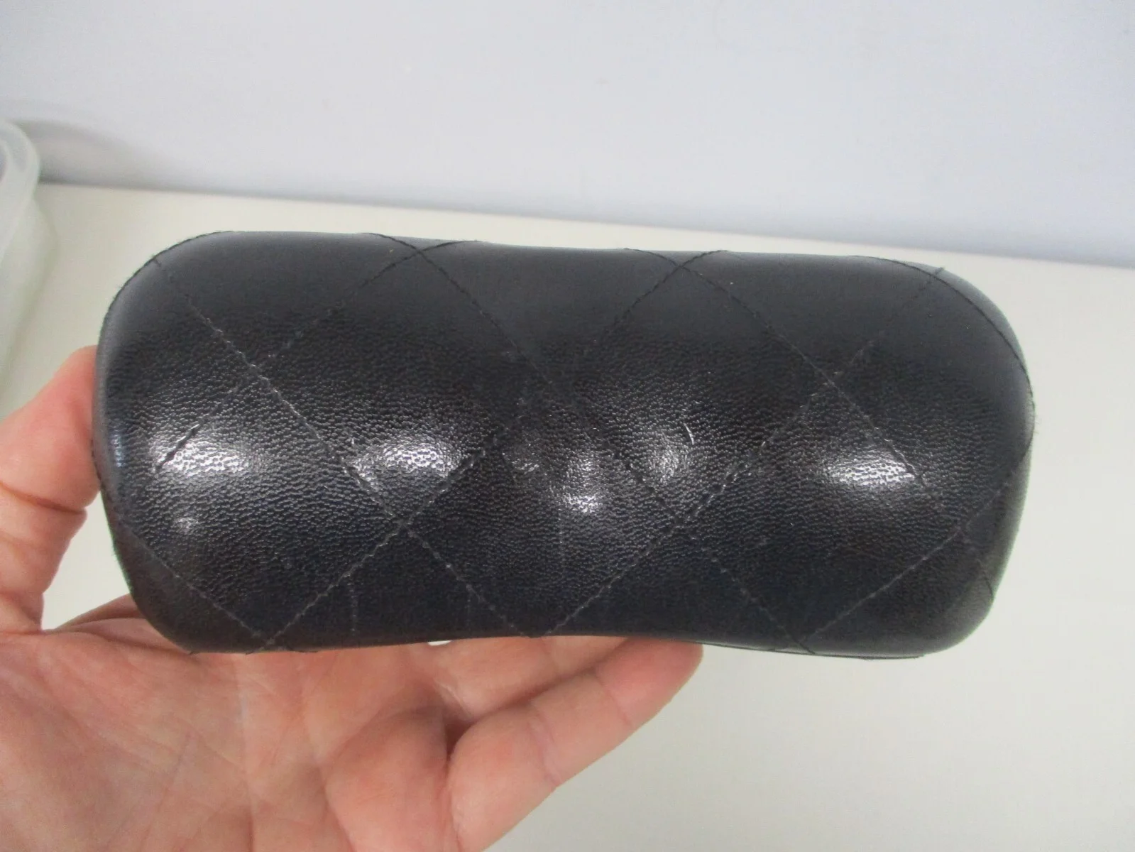 CHANEL BLACK QUILTED LEATHER EYEGLASS SUNGLASSES CASE 3