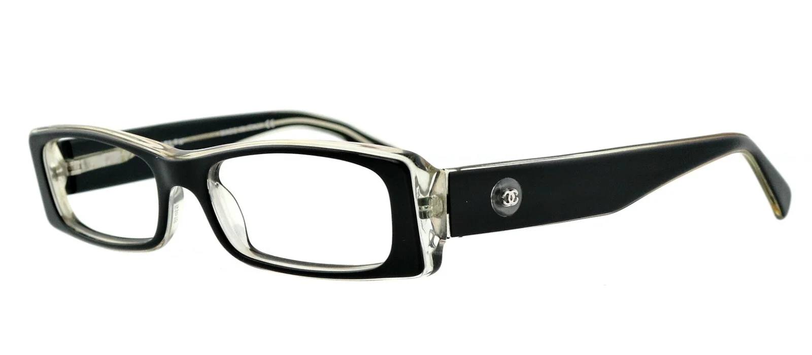 CHANEL CH 3060 569 51mm Crystal Black CC Cocomark Eyeglasses Frames Italy