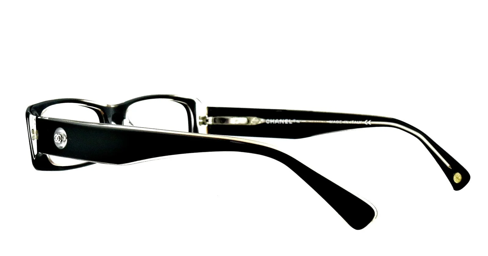 CHANEL CH 3060 569 51mm Crystal Black CC Cocomark Eyeglasses Frames Italy 3