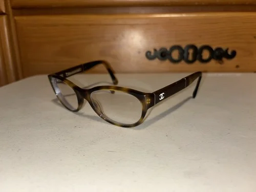 CHANEL CH 3233-Q Brown Havana Leather Eyeglasses Frames Only Italy