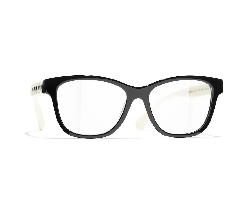 Chanel CH3443 1656 Black and White CHANEL LOGO Eyeglasses 53/16/140MM B39MM NEW